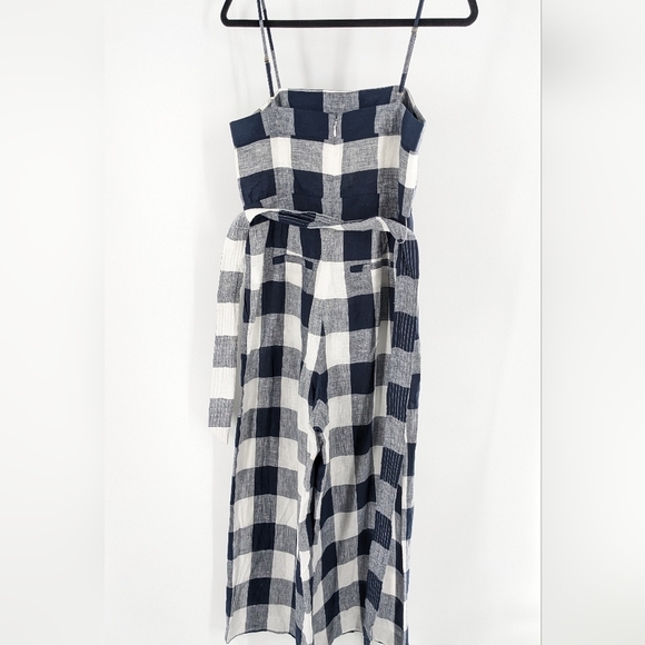 J. Crew Linen Wide Leg Belted Jumpsuit Size 2 Plaid - Picture 5 of 5